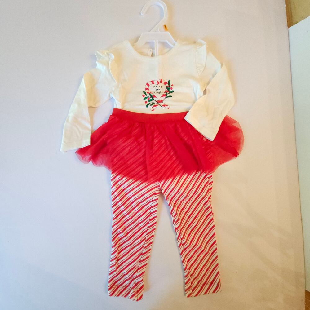 Carter's 12M Christmas Candy Cane Tutu Outfit NEW